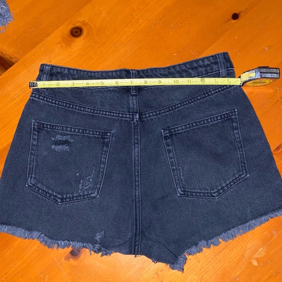 black denim y2k 501 style shorts original super highrise cut offs 90’s bottoms - Picture 9 of 13